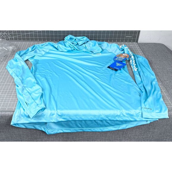 Columbia Womens Tidal Tee Hoodie XL Clear Blue Omni-Wick UPF 50 Sun Protection L - Picture 1 of 8